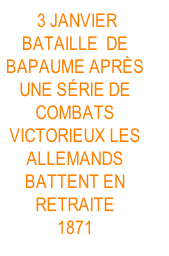 3 JANVIER BATAILLE  DE BAPAUME APRÈS UNE SÉRIE DE COMBATS VICTORIEUX LES ALLEMANDS BATTENT EN RETRAITE  1871